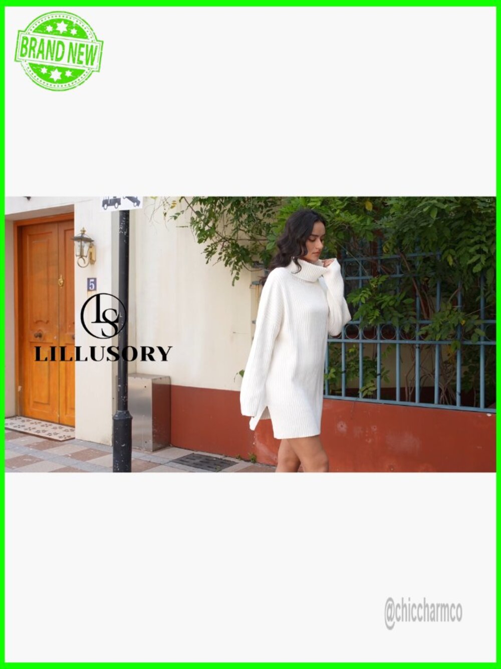 Oversized Turtleneck Sweater Dress Plus Size Pullover Knit Winter Tunic - Picture 7 of 7